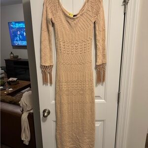 House of Harlow 1960 Beige Knit Maxi Dress